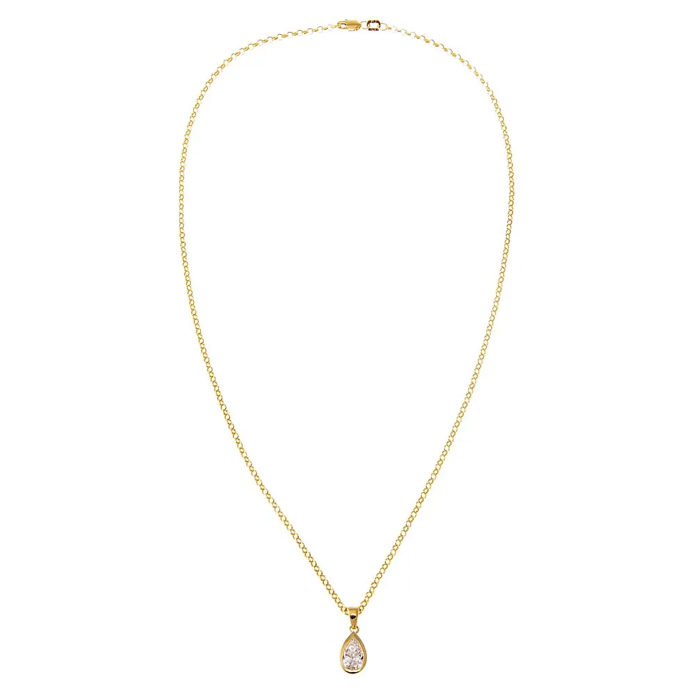 Lab Grown Diamond Pear Bezel Charm Necklace 14K sold by Adina Eden's product image thumbnail 2