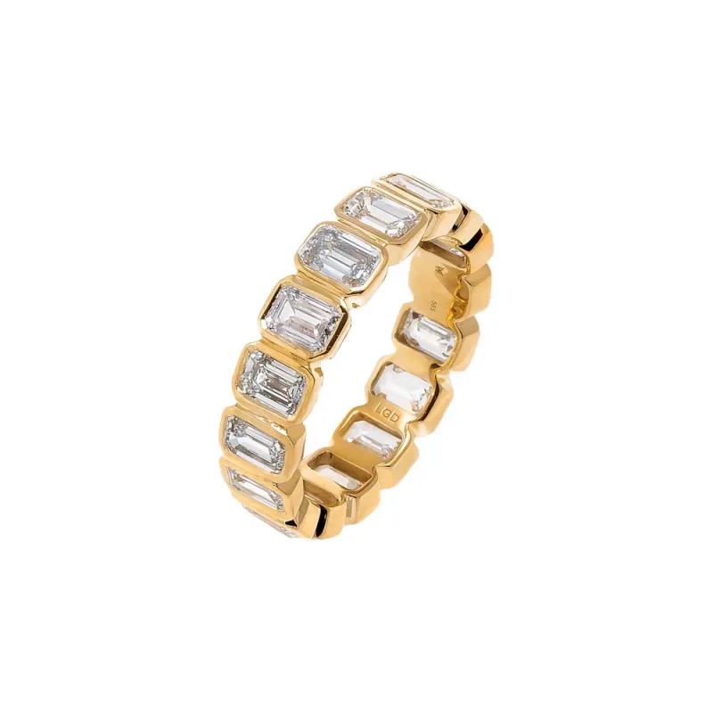 Lab Grown Diamond Emerald Bezel Eternity Band 14K sold by Adina Eden's