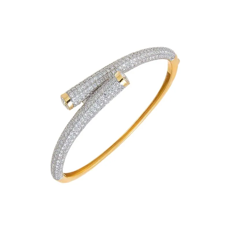 Lab Grown Diamond Pave Interlocked Bangle Bracelet 14K sold by Adina Eden's