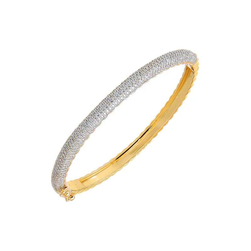 Diamond Rounded Pave Bangle Bracelet 14K sold by Adina Eden's
