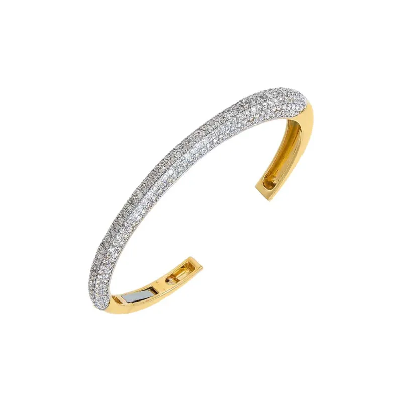 Diamond Rounded Pave Open Bangle Bracelet 14K sold by Adina Eden's