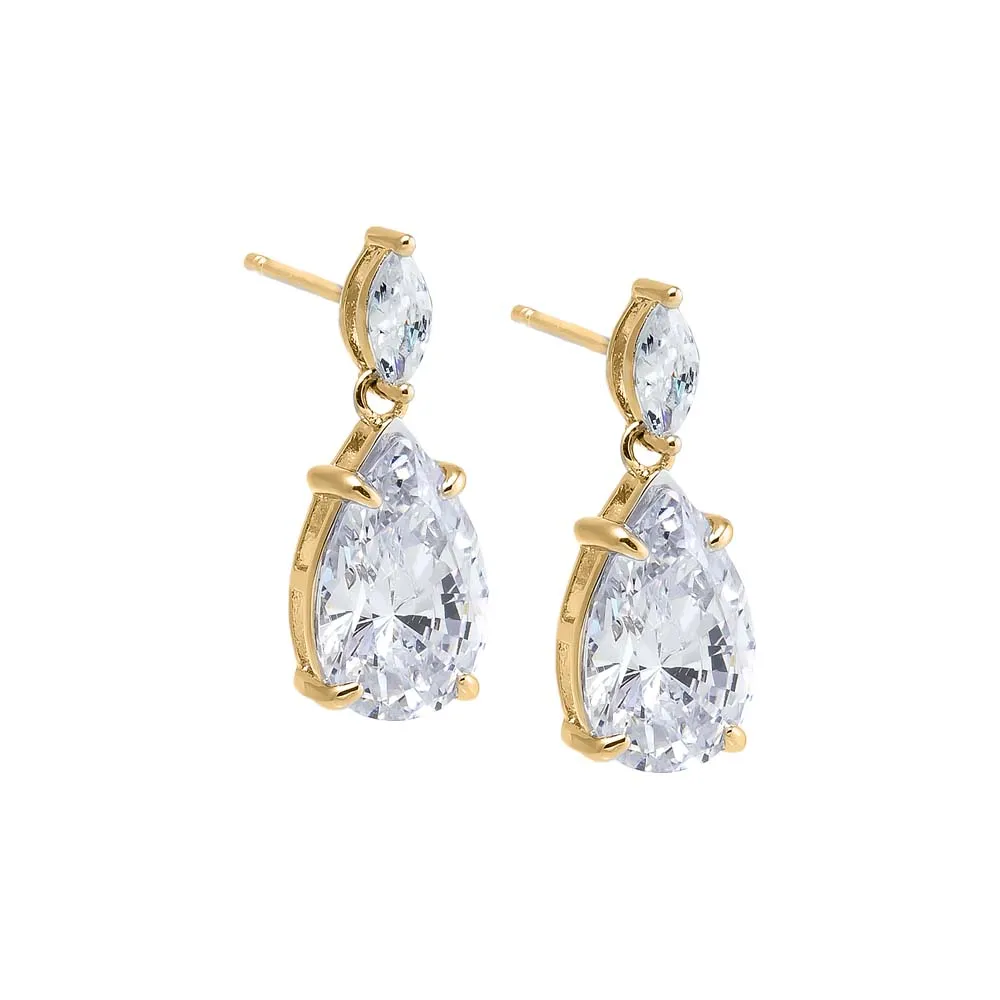 Fancy CZ Marquise X Pear Dangle Stud Earring sold by Adina Eden's