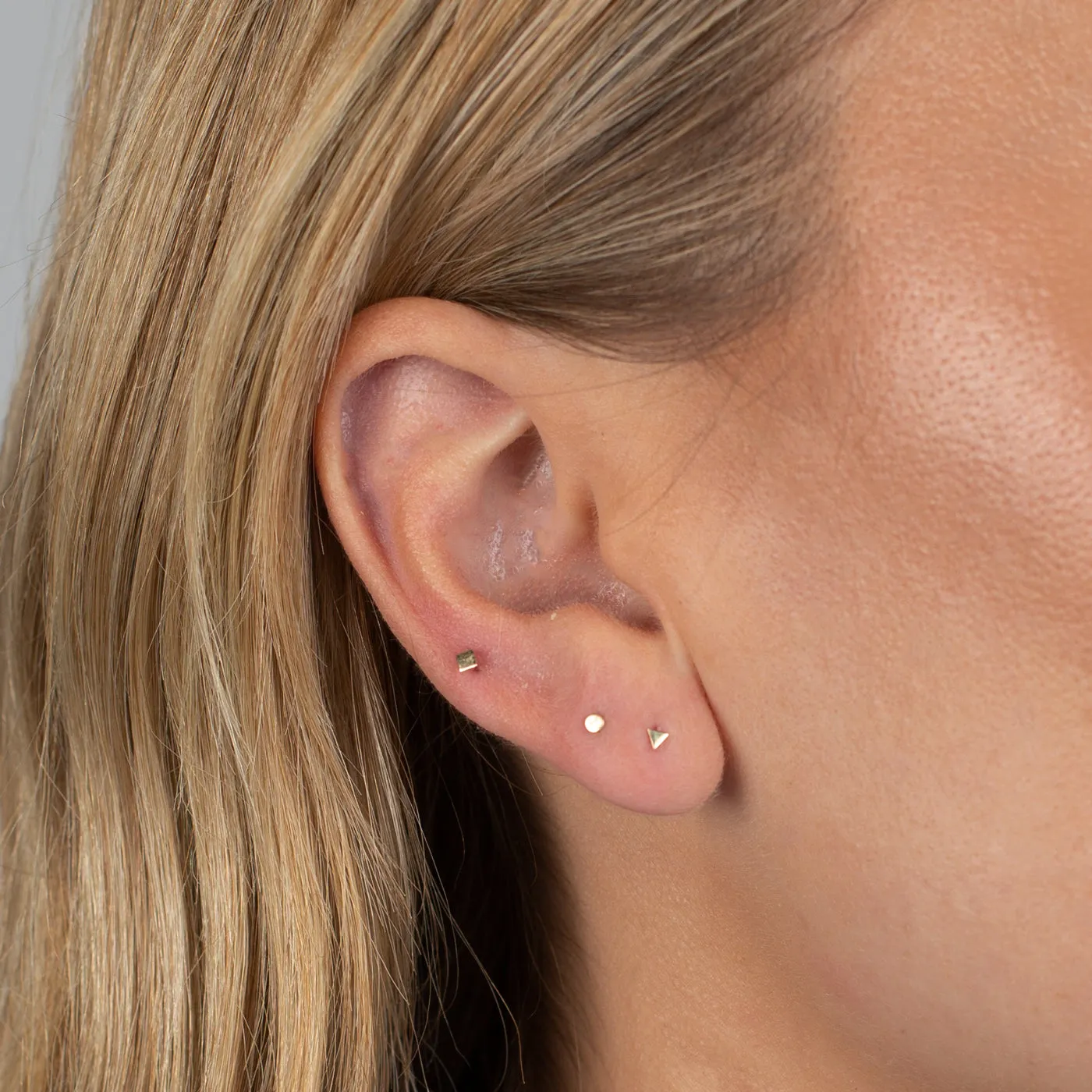 Itty Bitty Flat Square Threaded Stud Earring 14K sold by Adina Eden's product image thumbnail 2