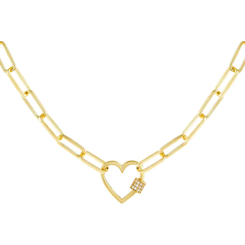 Pavé Heart Toggle Link Necklace sold by Adina Eden's