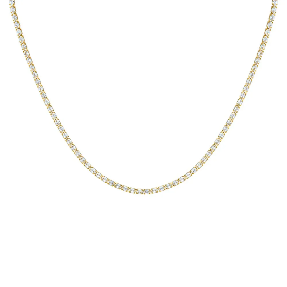 CZ Oval Four Prong Tennis Necklace sold by Adina Eden's