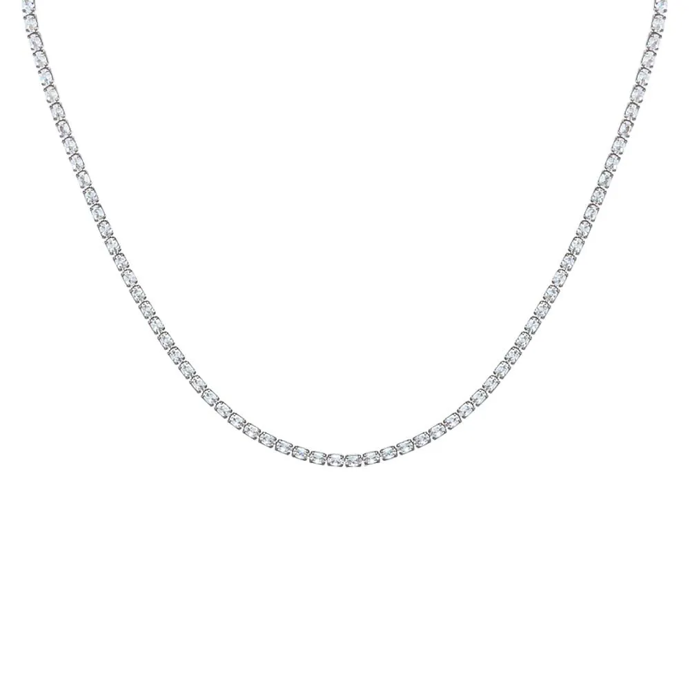 CZ Oval Four Prong Tennis Necklace sold by Adina Eden's product image thumbnail 2