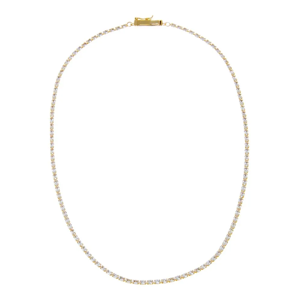 CZ Oval Four Prong Tennis Necklace sold by Adina Eden's product image thumbnail 3