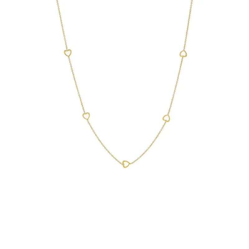 Solid Cutout Heart Station Necklace 14K sold by Adina Eden's