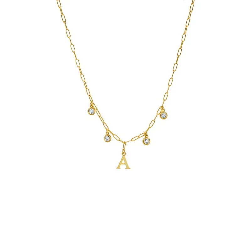 Solid Initial X Dangling Bezels Paperclip Necklace sold by Adina Eden's