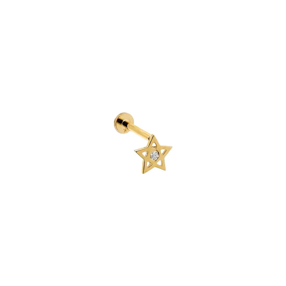 Tiny CZ Star Threaded Stud Earring 14K sold by Adina Eden's