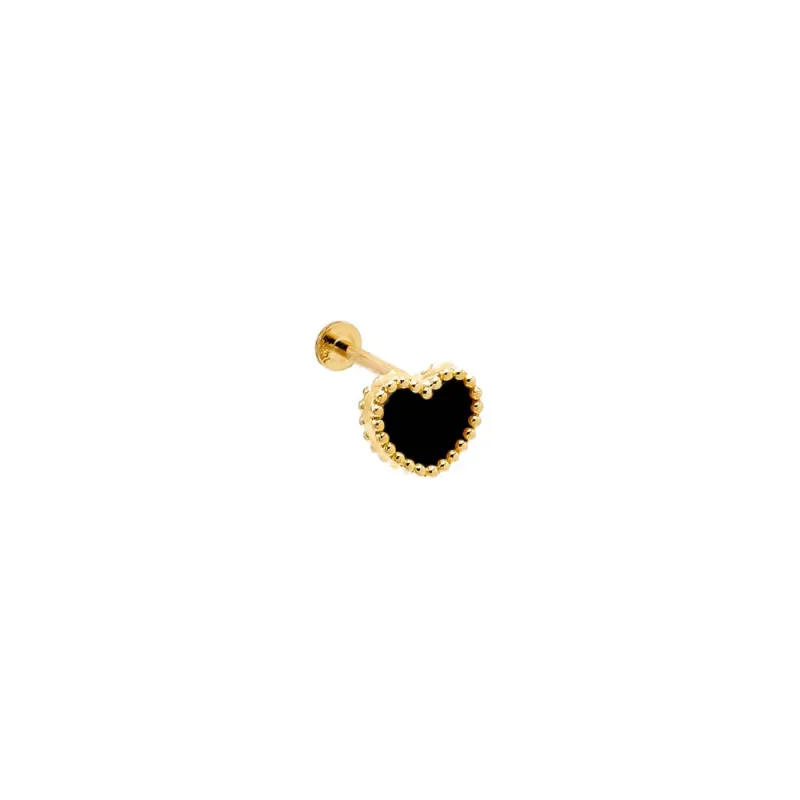Colored Heart Stone Threaded Stud Earring 14K sold by Adina Eden's