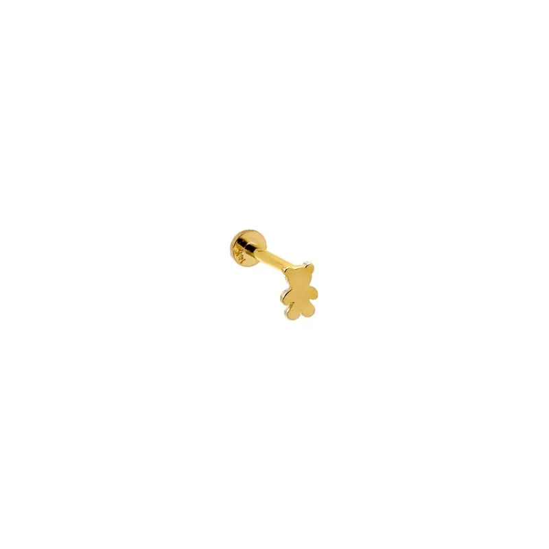 Tiny Teddy Bear Threaded Stud Earring 14K sold by Adina Eden's