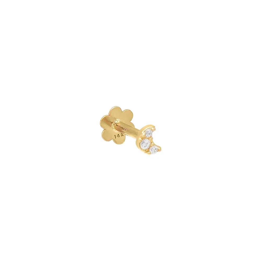 Piercing Tiny Crescent Threaded Stud Earring 14K sold by Adina Eden's