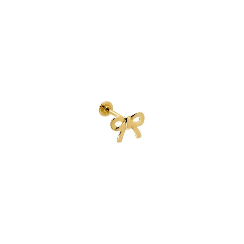 Solid Bow Threaded Stud Earring 14K sold by Adina Eden's