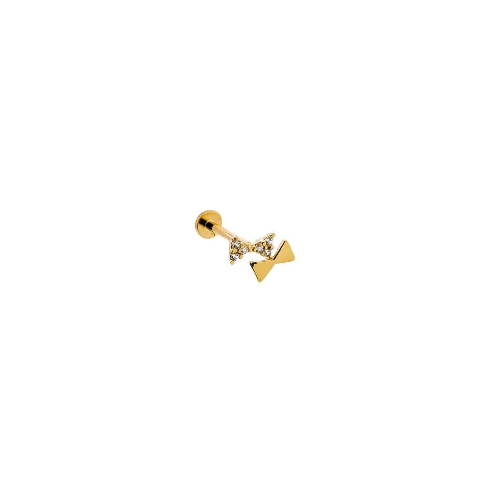 CZ/Solid Double Bow Tie Threaded Stud Earring 14k sold by Adina Eden's