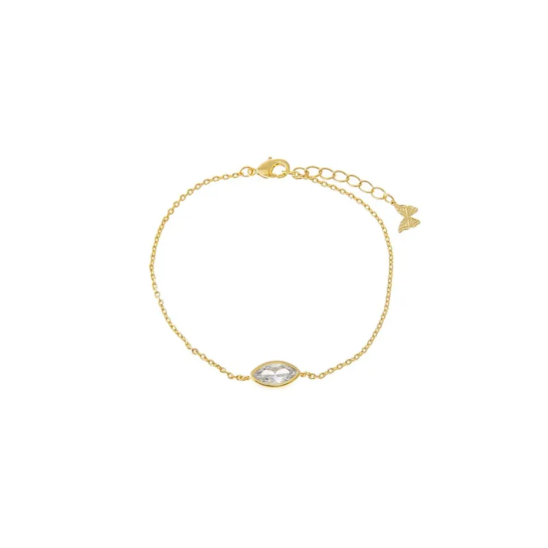 CZ Marquise Bezel Charm Bracelet sold by Adina Eden's