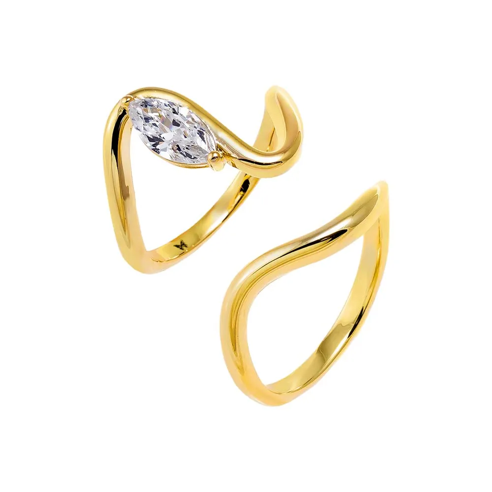 CZ Marquise Solid Swirl Statement Ring sold by Adina Eden's