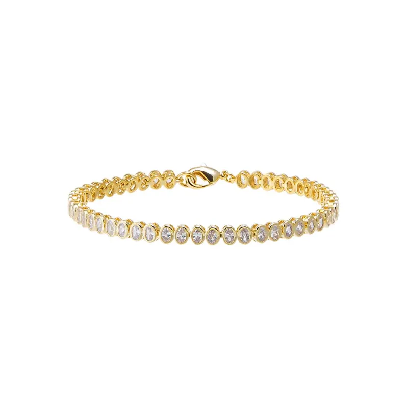 Oval CZ Bezel Tennis Bracelet sold by Adina Eden's