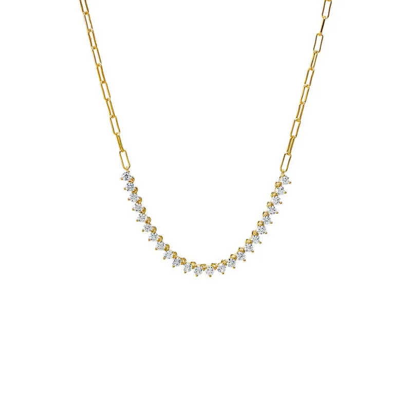 CZ Half Tennis Paperclip Necklace sold by Adina Eden's