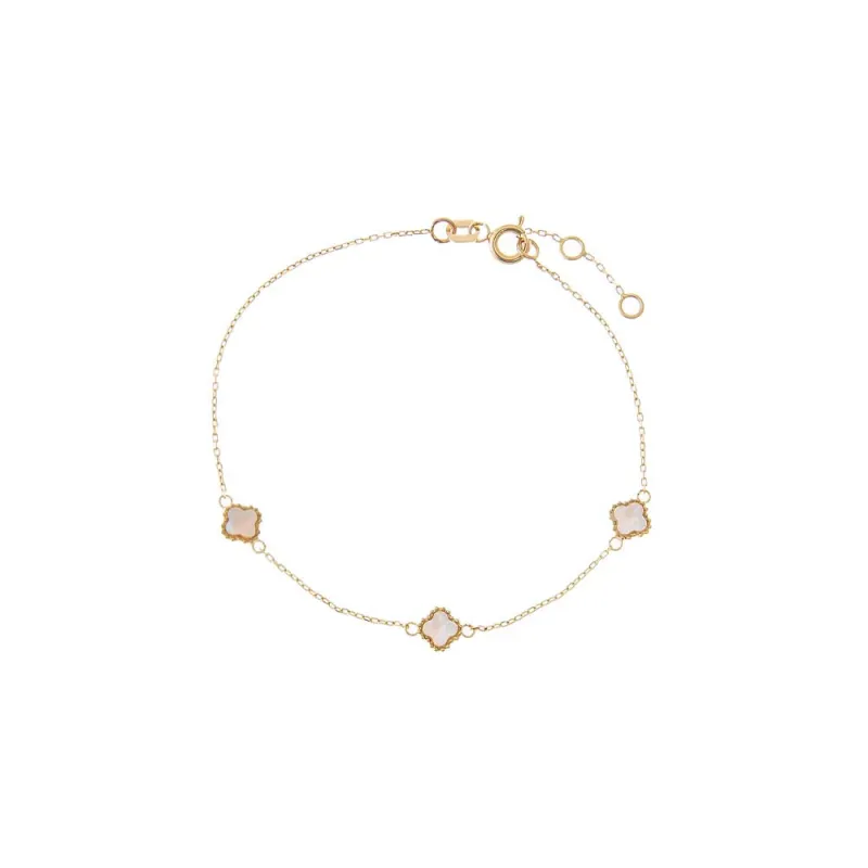 Triple Mother Of Pearl Clover Bracelet 14K sold by Adina Eden's