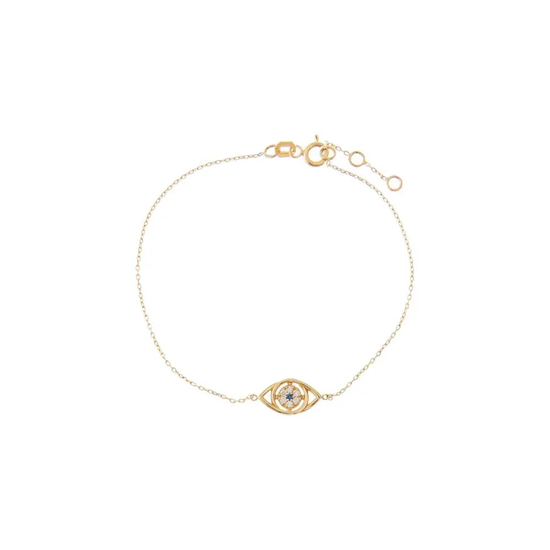 Diamond Pave Colored Evil Eye Bracelet 14K sold by Adina Eden's