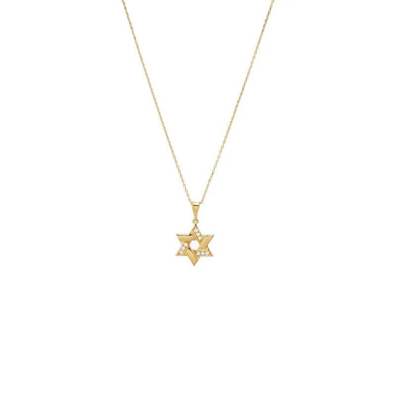 Chunky Diamond Accented Cutout Star Of David Pendant Necklace 14K sold by Adina Eden's