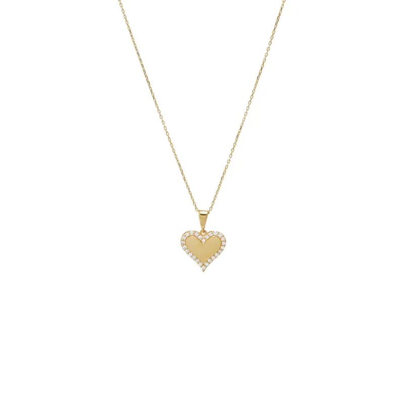 Diamond Solid/Pave Heart Pendant Necklace 14K sold by Adina Eden's