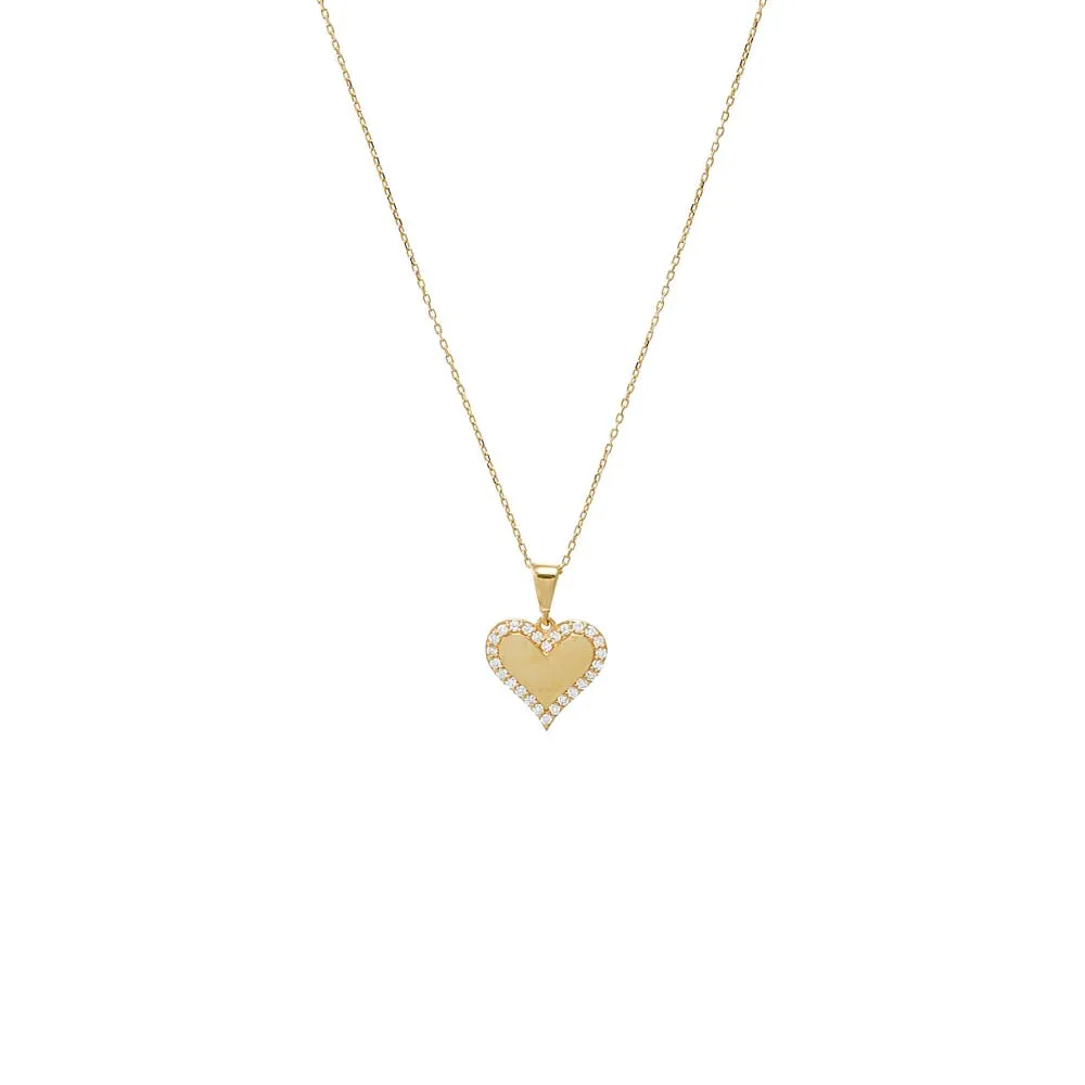Diamond Solid/Pave Heart Pendant Necklace 14K sold by Adina Eden's