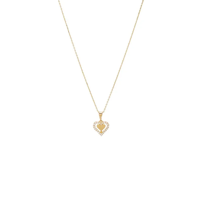 Diamond Solid/Pave Cutout Heart Pendant Necklace 14K sold by Adina Eden's