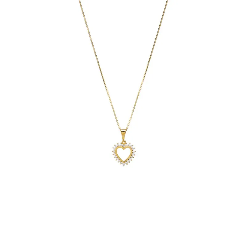 Diamond Rimmed Cutout Heart Pendant Necklace 14K sold by Adina Eden's