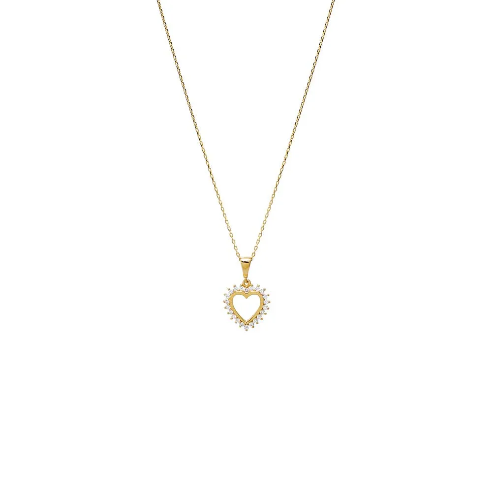 Diamond Rimmed Cutout Heart Pendant Necklace 14K sold by Adina Eden's