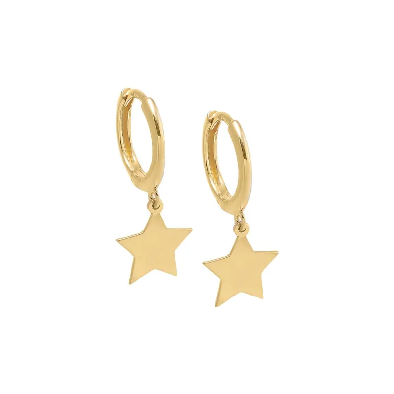 Solid Dangling Star Huggie Earring 14K sold by Adina Eden's