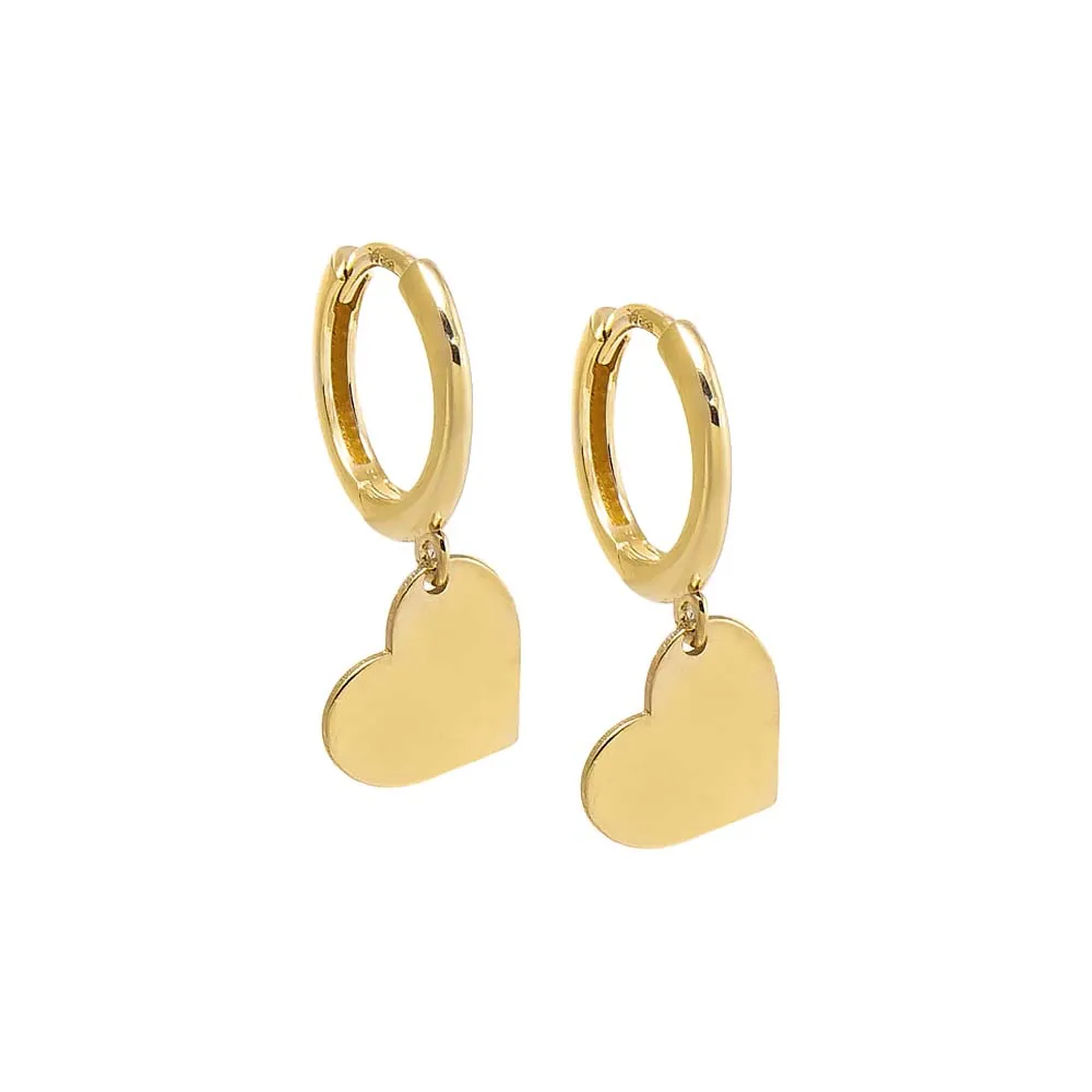 Solid Dangling Heart Huggie Earring 14K sold by Adina Eden's