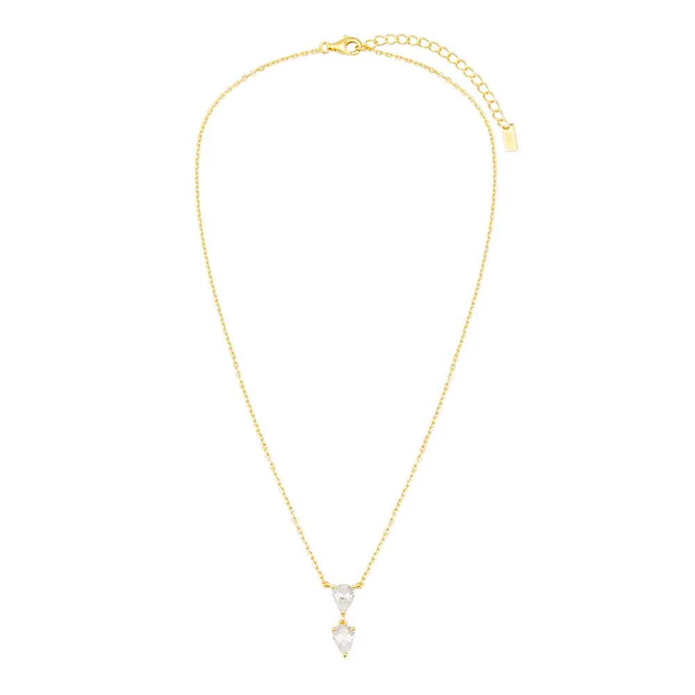 Double Teardrop CZ Pendant Necklace sold by Adina Eden's product image thumbnail 3
