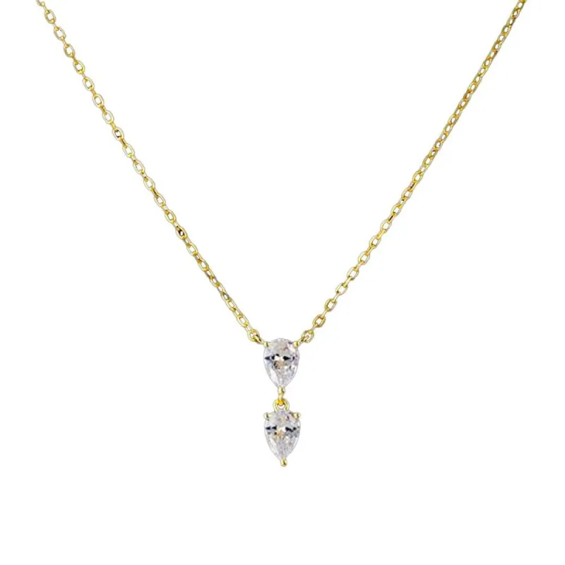 Double Teardrop CZ Pendant Necklace sold by Adina Eden's