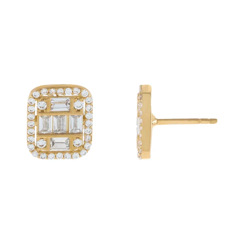 CZ Illusion Emerald Stud Earring 14K sold by Adina Eden's