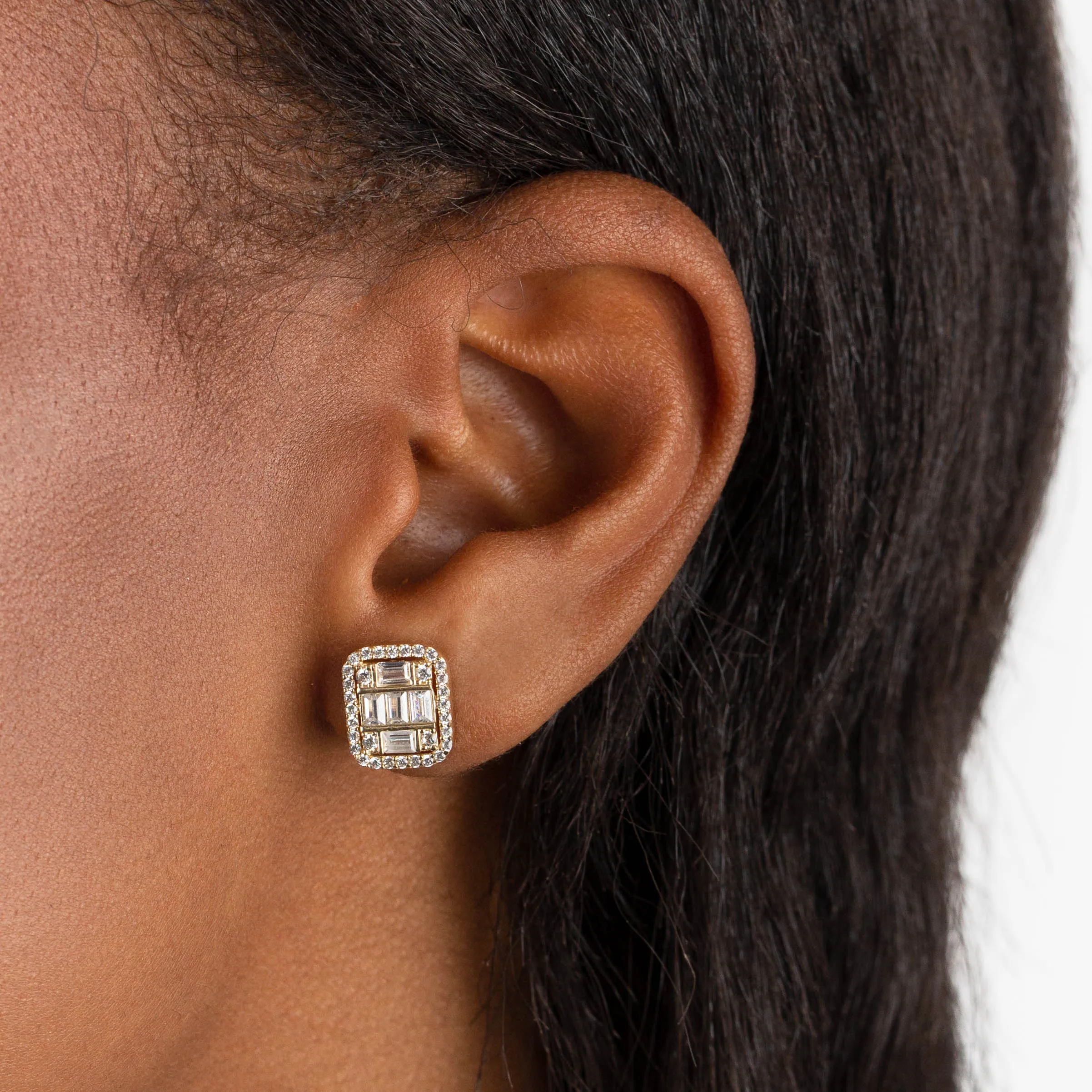 CZ Illusion Emerald Stud Earring 14K sold by Adina Eden's product image thumbnail 2