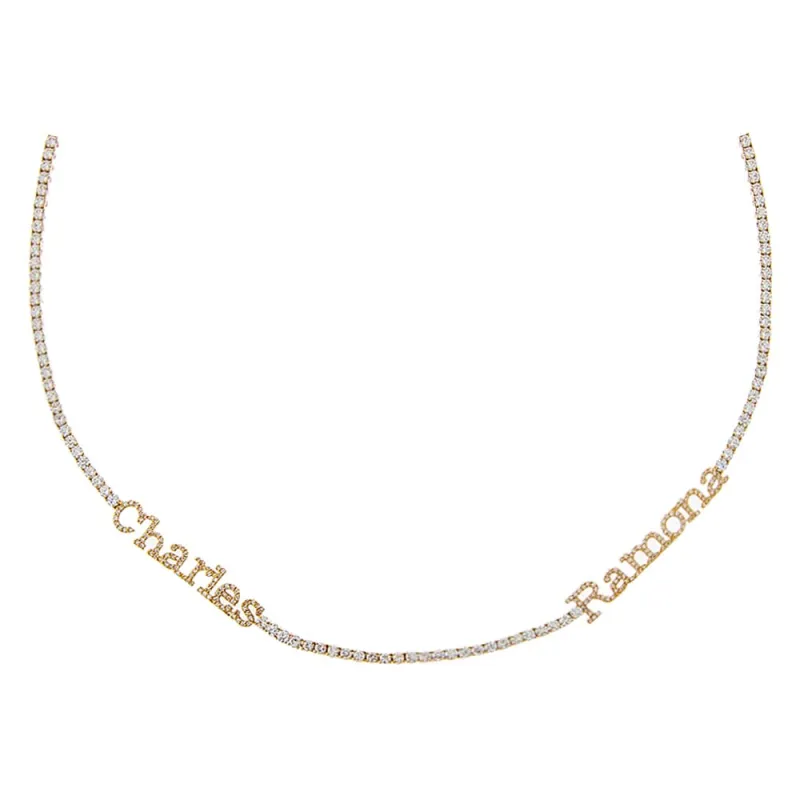 Lab Grown Diamond Nameplate Necklace 14K sold by Adina Eden's