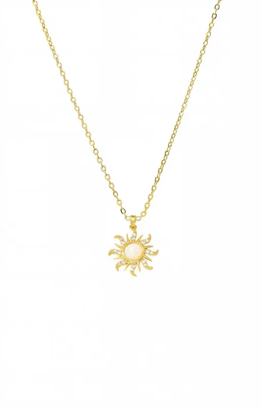 Pave Sun Stone Charm Necklace sold by Adina Eden's