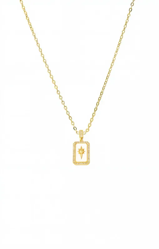 Pave Elongated Starburst Dog Tag Necklace sold by Adina Eden's