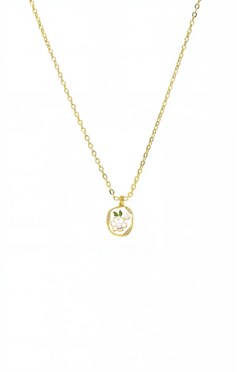 Mini Flower Pearl Tag Charm Necklace sold by Adina Eden's