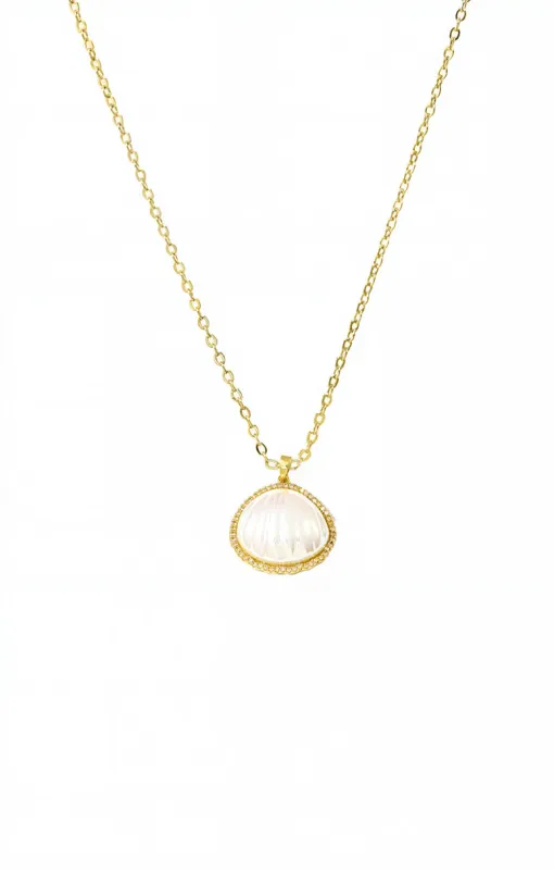 Mother Of Pearl Sea Shell Pendant Necklace sold by Adina Eden's