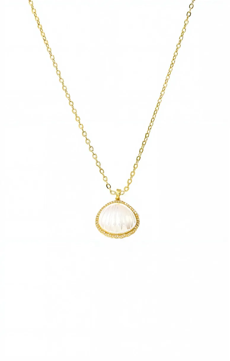 Mother Of Pearl Sea Shell Pendant Necklace sold by Adina Eden's