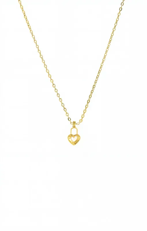 Heart Cutout Lock Shape Pendant Necklace sold by Adina Eden's