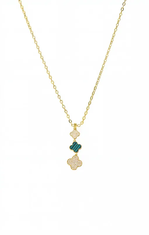 Triple Pave & Colored Stone Drop Clover Necklace sold by Adina Eden's