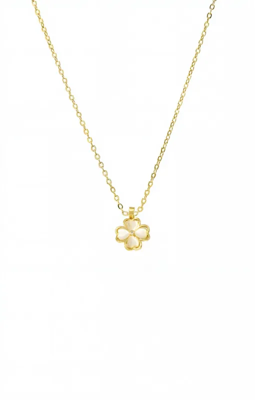 CZ Centere Mother Of Pearl Four Leaf Flower Necklace sold by Adina Eden's