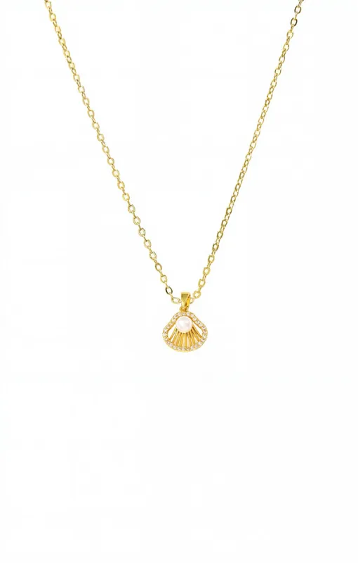 Pave & Pearl Shell Pendant Necklace sold by Adina Eden's