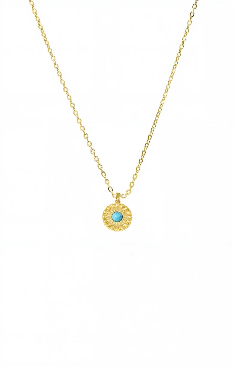 Round Turquoise Stone Coin Necklace sold by Adina Eden's