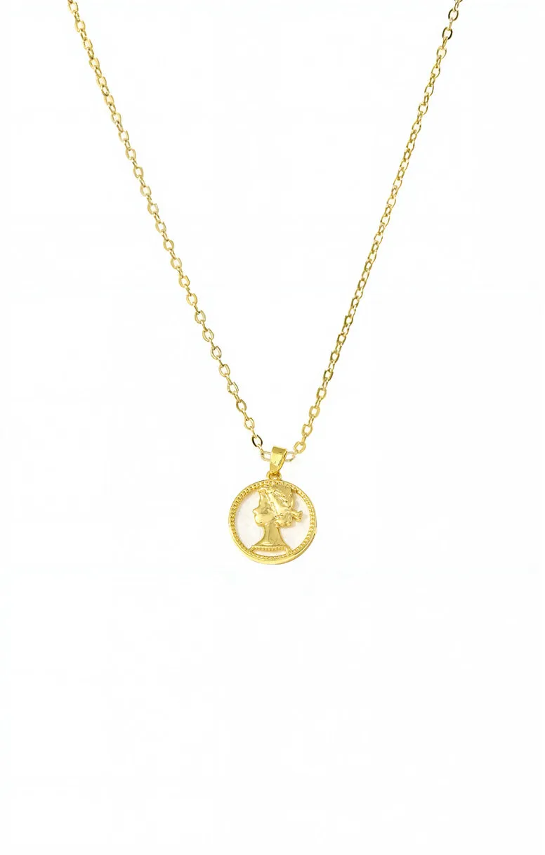 Vintage Coin MOP Pendant Necklace sold by Adina Eden's