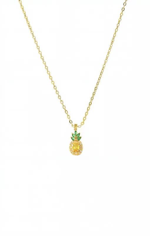 CZ Yellow & Green Pineapple Pendant Necklace sold by Adina Eden's